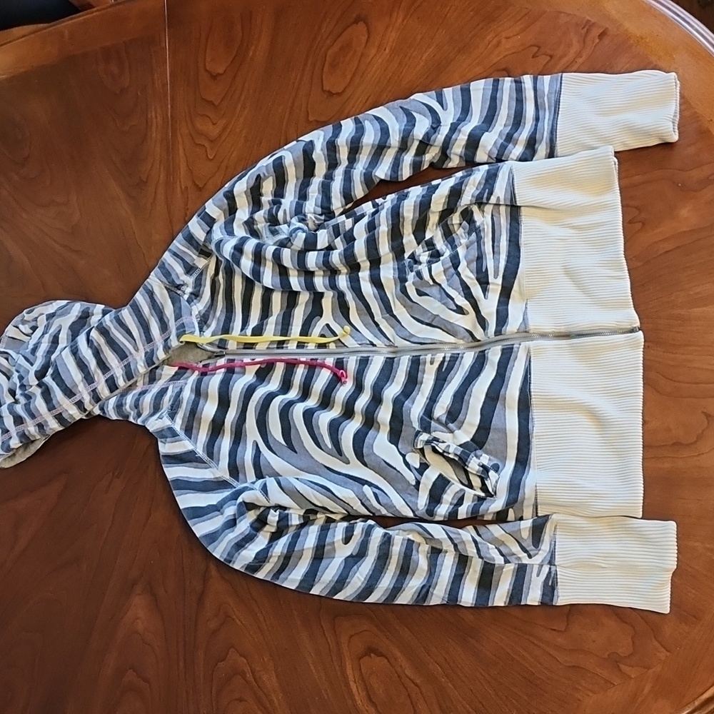 HURLEY zebra print & grafiti reversible zipper hoodie
